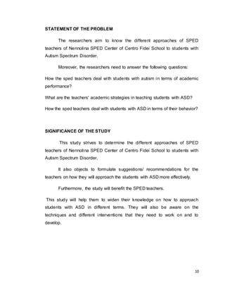 The Special Education Teachers Approach to Students with Autism ...