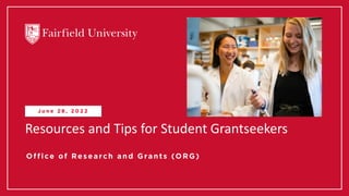 Resources and Tips for Student Grantseekers
 