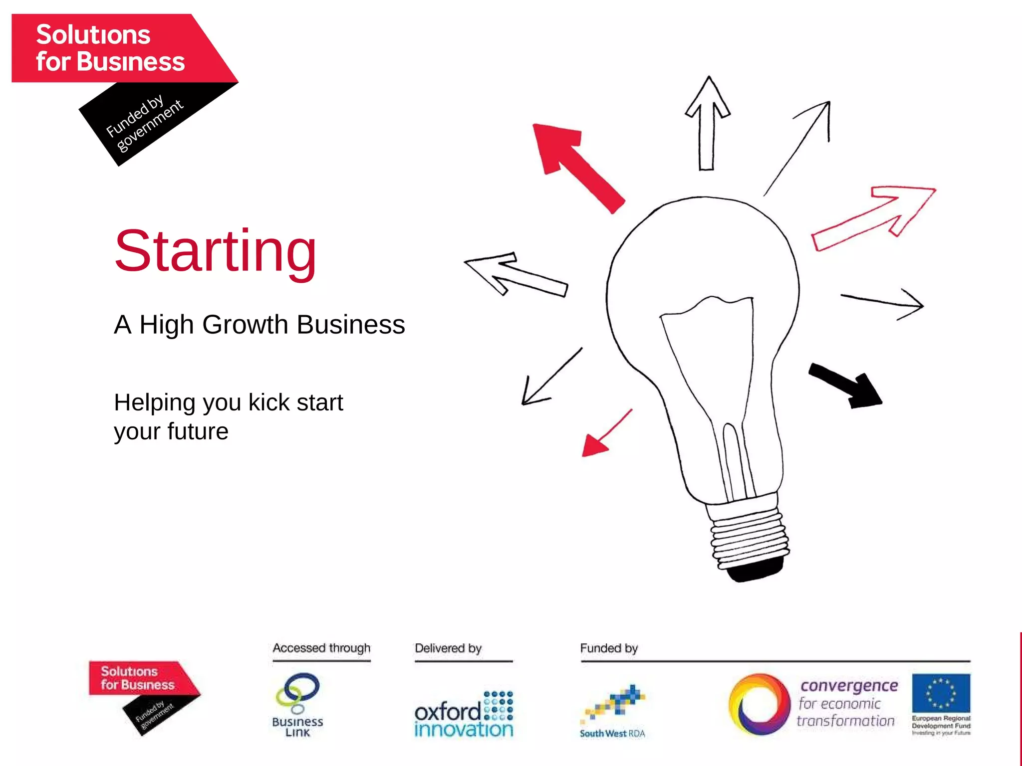 Helping you kick start your future Starting A High Growth Business 