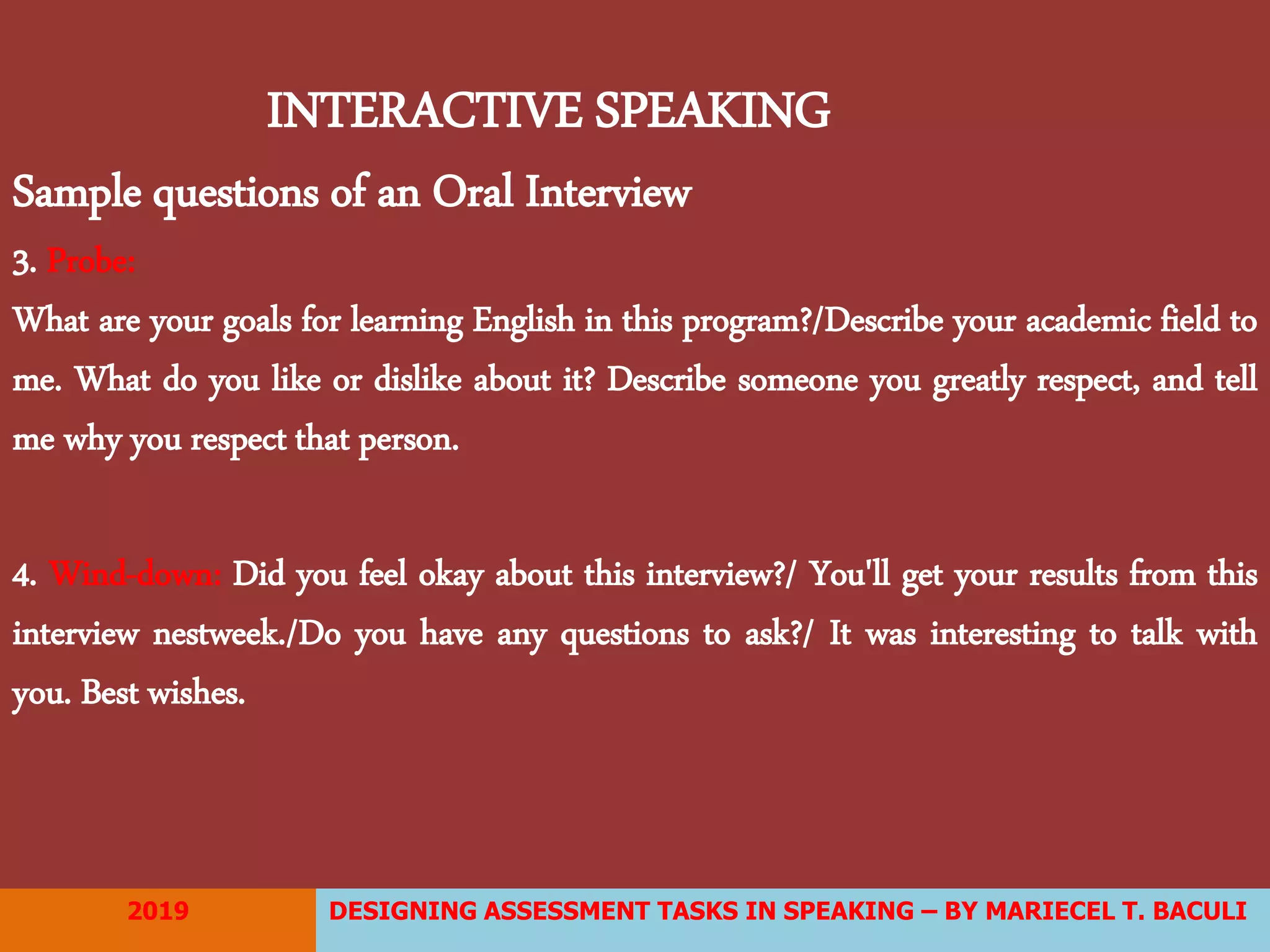 Final speaking assessment | PPT