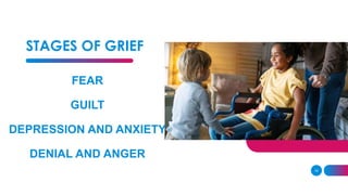 STAGES OF GRIEF
14
FEAR
GUILT
DEPRESSION AND ANXIETY
DENIAL AND ANGER
 