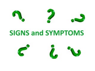 SIGNS and SYMPTOMS 
 