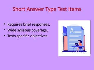 Short Answer Type Test Example Comprehensive Guide to Preparing Social Science Test Items: Essay ...