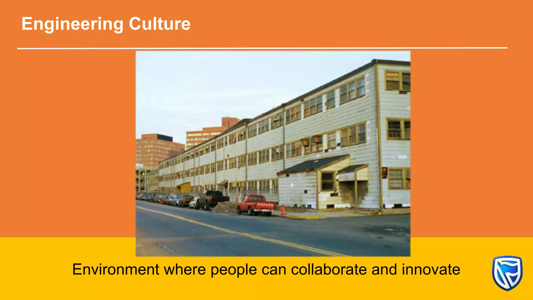 Environment where people can collaborate and innovate
Engineering Culture
 