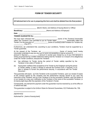 Tender Security Form Final standard tender doc | DOC