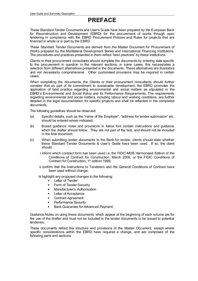 Template Tender Document Example HQ Printable Documents