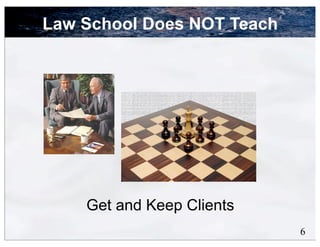 Law School Does NOT Teach




    Get and Keep Clients
                            6
 