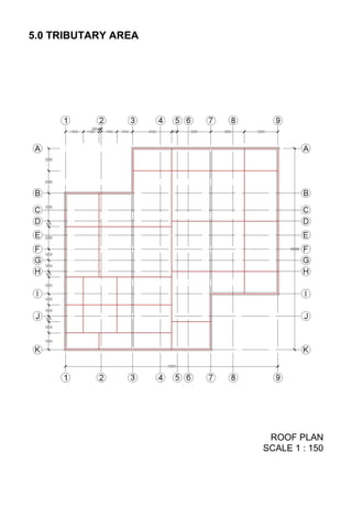 5.0 TRIBUTARY AREA
ROOF PLAN
SCALE 1 : 150
 