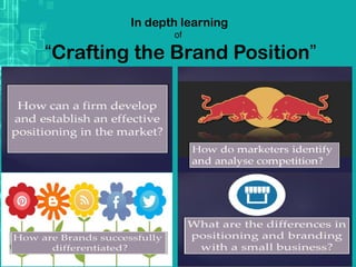 In depth learning
of
“Crafting the Brand Position”
 