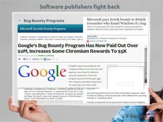 Software publishers fight back
• Bug Bounty Programs

 