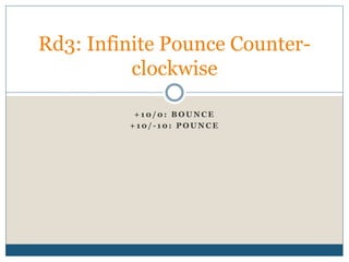 + 1 0 / 0 : B O U N C E
+ 1 0 / - 1 0 : P O U N C E
Rd3: Infinite Pounce Counter-
clockwise
 