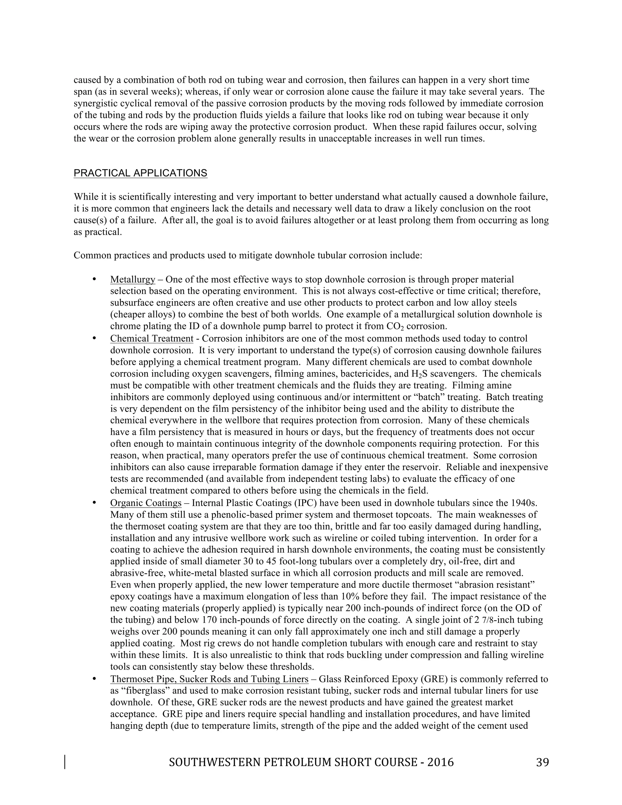 UNDERSTANDING AND MITIGATING DOWNHOLE CORROSION AND WEAR FAILURES | PDF