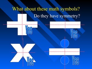 What about these math symbols?
         Do they have symmetry?
 