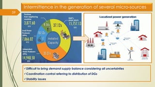 Intermittence in the generation of several micro-sources
59
✓Difficult to bring demand supply balance considering all uncertainties
✓Coordination control referring to distribution of DGs
✓Stability issues
 