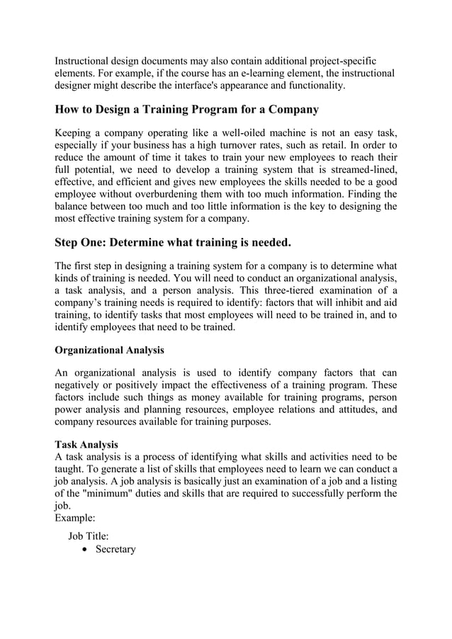 Training Design Rationale TRAINING DESIGN | DOCX | Education