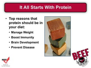 It All Starts With Protein
• Top reasons that
protein should be in
your diet:
• Manage Weight
• Boost Immunity
• Brain Development
• Prevent Disease

 