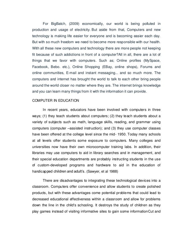 Application of computer in education essay