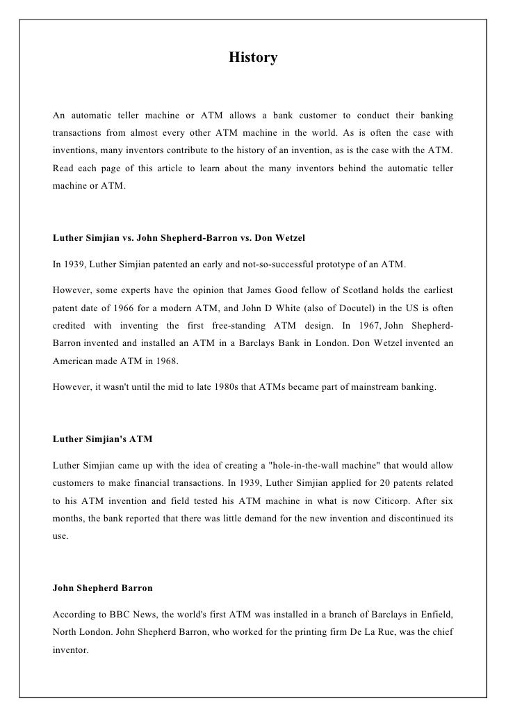 Atm Processing And Location Strategy