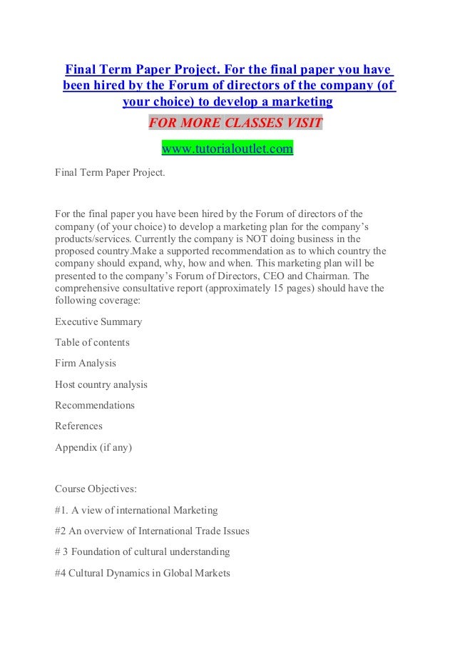 Final Term Paper Project Experience Tradition/tutorialoutletdotcom
