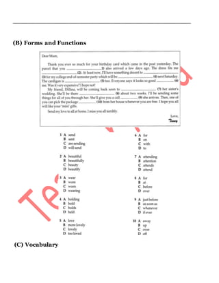 ________________________________________________
(B) Forms and Functions
(C) Vocabulary
 