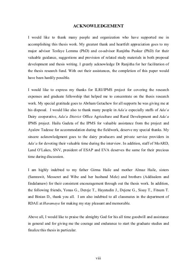 Thesis acknowledgement sponsor