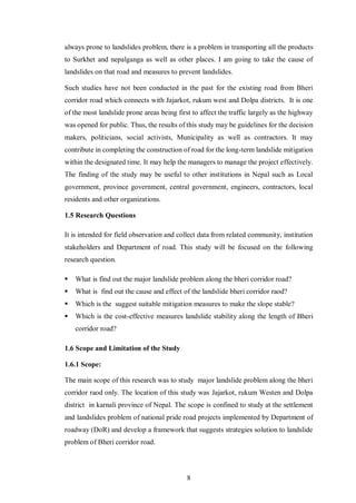 Thesis on Assessment of Landslide Prone Area and Their Consequences Due ...