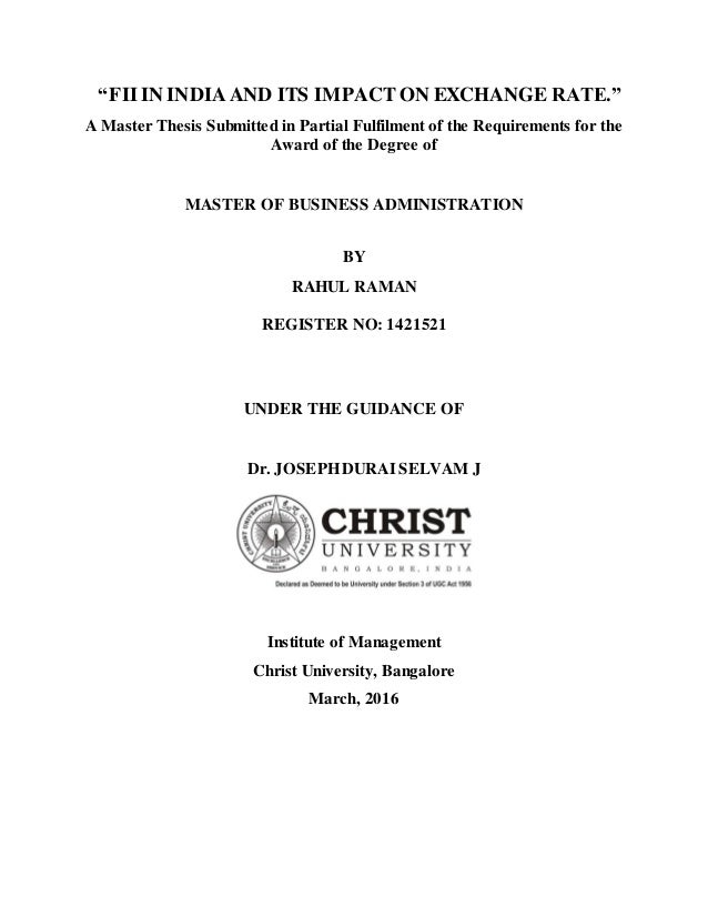 Master thesis in statistics