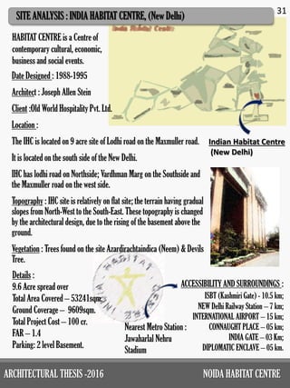 Ihc Case Study Thesis report on Habitat Centre, Noida | PDF