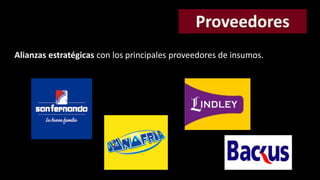 Alianzas estratégicas con los principales proveedores de insumos. 
 