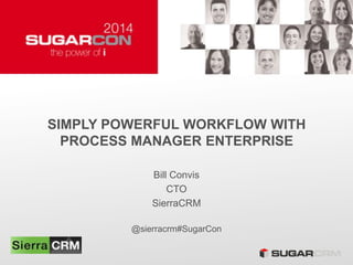 SIMPLY POWERFUL WORKFLOW WITH
PROCESS MANAGER ENTERPRISE
Bill Convis
CTO
SierraCRM
@sierracrm#SugarCon
 