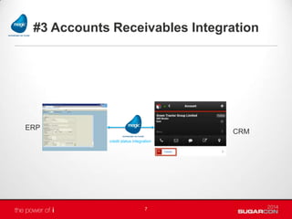 #3 Accounts Receivables Integration
7
CRM
ERP
credit status integration
 