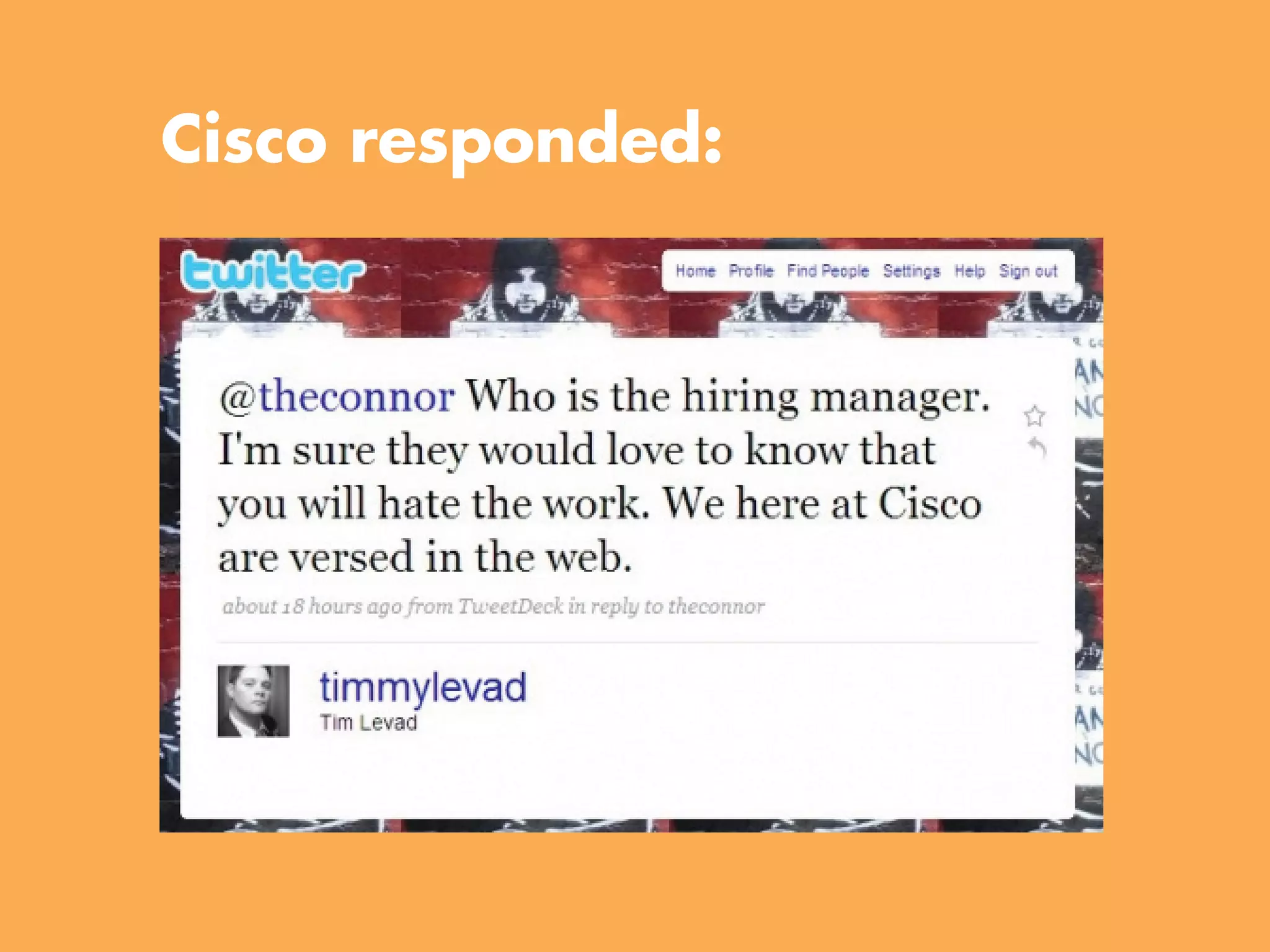 Cisco responded:
 
