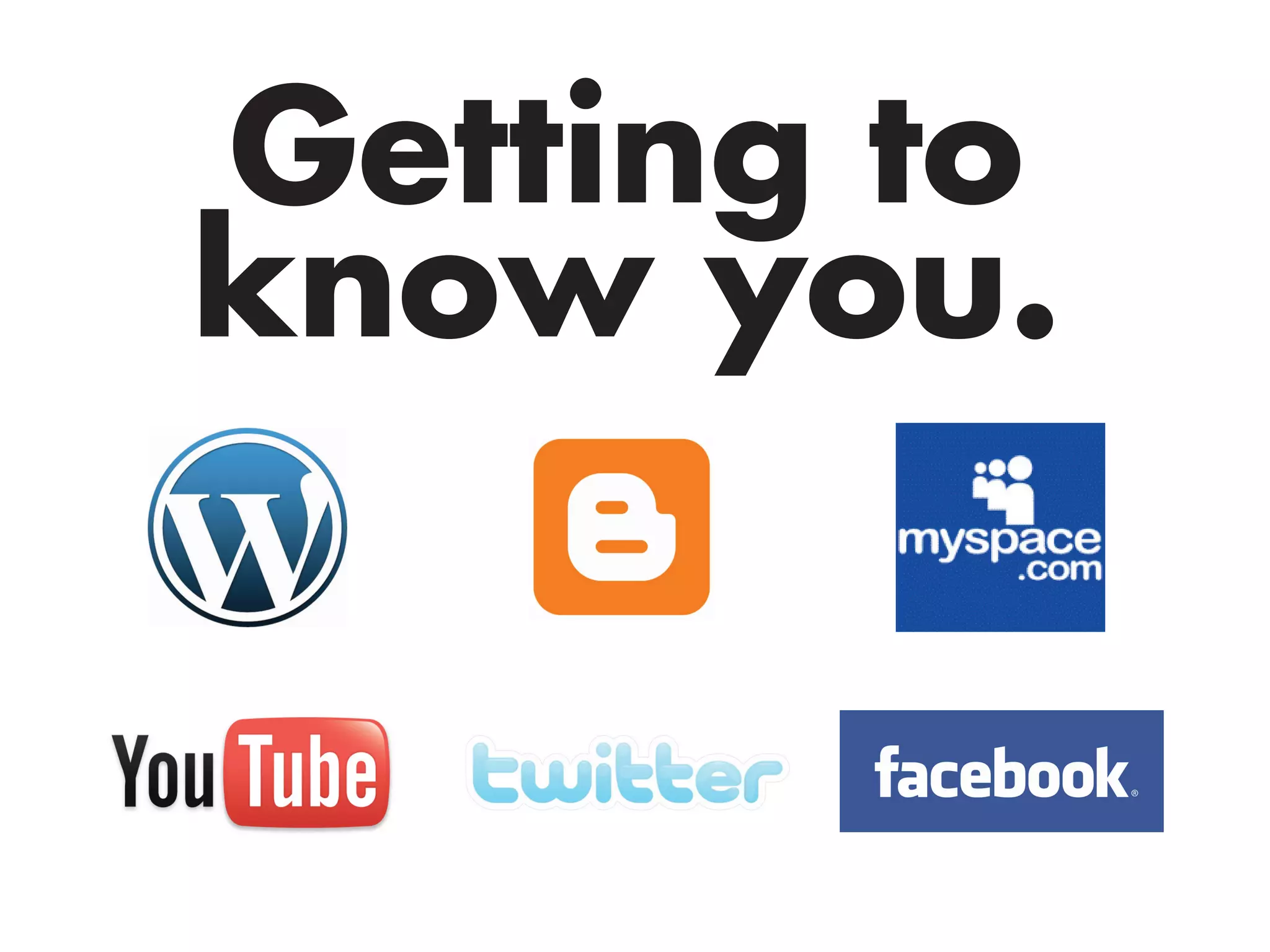 getting to
know you.
 