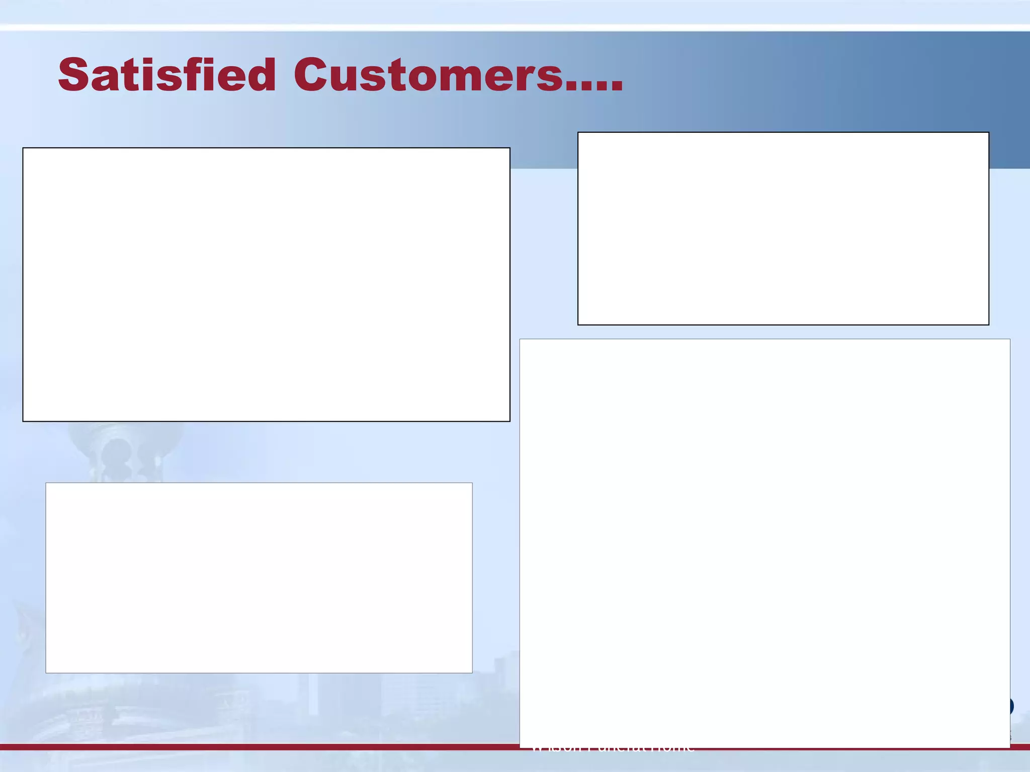Satisfied Customers….
                                                                     “I just wanted to compliment you and your team for
“You and your team have been absolutely terrific during              one of the most organized projects I’ve ever seen.
these construction projects.  Your promptness and attention          Your work is impressive!”
to our residents’ concerns has made our job a whole lot
easier and most certainly reduced the discomfort they may            B est regards,
have felt during the construction. Thank you for your
professionalism and caring while working here.”                      M . Lisa S hasteen, E sq.
                                                                     P resident & C E O
M ichelle, E d and C indy
 
M ichelle Van Loan                                            “For the past 4 weeks your construction crew have been
E ast Tampa D evelopment                                      working tirelessly putting new pipes down.  I have to inform
E conomic and Urban D evelopment D epartment                  you that M r. Andrew O zolnieks, the crew coordinator is a
                                                              wonderful person.  He came in on the first day before the
                                                              construction started in front of our business to inform us of
                                                              the process and how long it would las t and left his business
                                                              card in case any inconvenience should arise.  He even went
   A phone call was received from B rad Latourrette, a        further to find out from us each W ednesday what our
   motorist calling to express his appreciation for C .J.'s   schedule will be for our clients who usually come in on
   (G arney C onstruction) assistance.  M r. Latourrette      Fridays to visit their love ones .  M r. O zolnieks always make
   wanted to make C H2M HILL aware of his kindness            sure the crew is on time every Friday to enable our clients to
   and his help with his vehicle problems.                    get in and out without any problem during the visitation time
                                                              frame.  He is very devoted to his job, even getting our
   M aricelle Venegas                                         schedule before taking a few days off and letting the crew
   QC Ausa                                                    know what is required of them to accommodate us.”
                                                               
                                                              Thanks,
                                                               
                                                              P aulette Thomas
                                                              W ilson Funeral Home
 