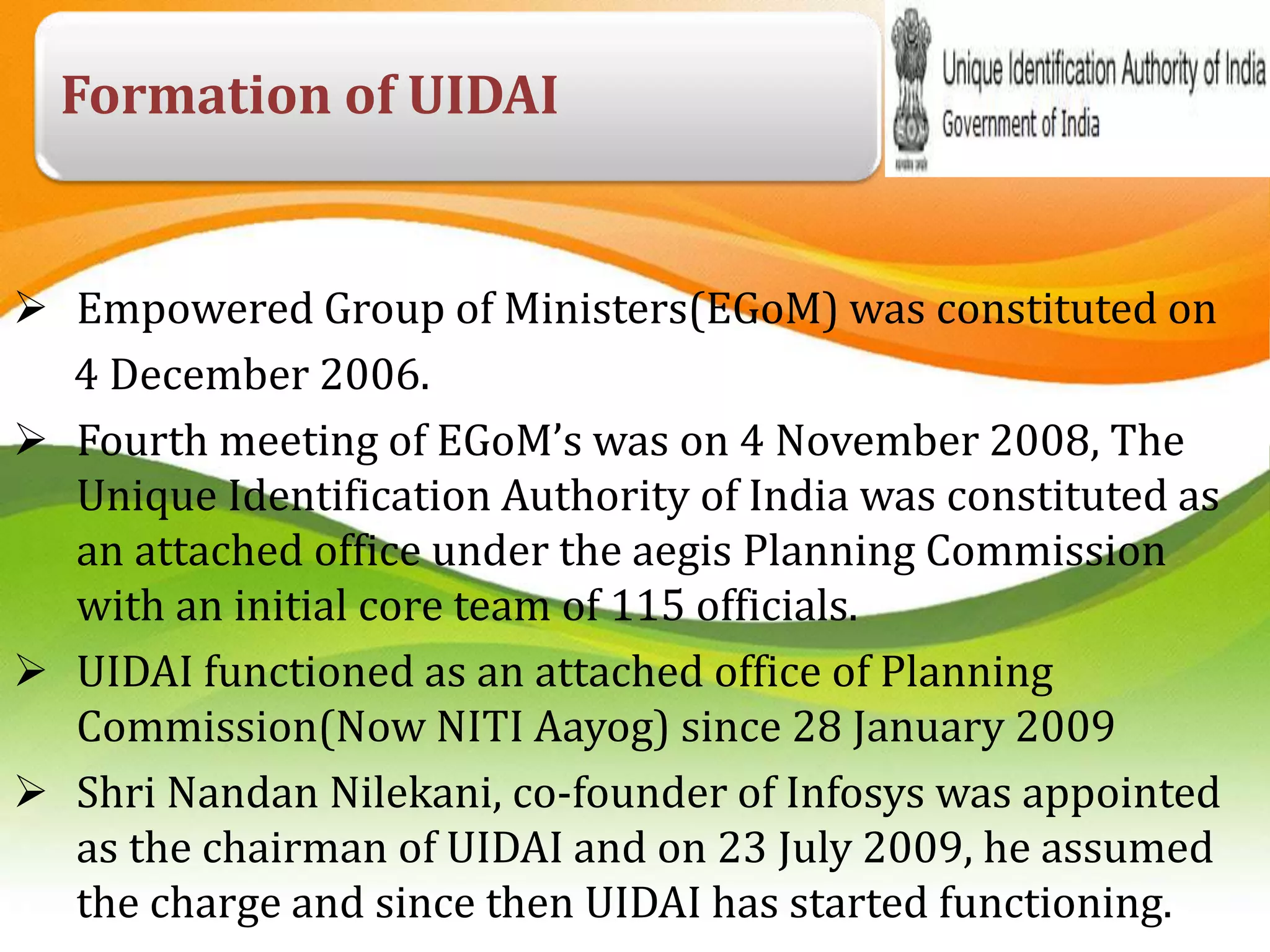 UIDAI:use of technology in increasing efficiency,delivery and ...