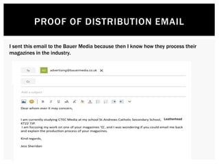 PROOF OF DISTRIBUTION EMAIL
Leatherhead
I sent this email to the Bauer Media because then I know how they process their
magazines in the industry.
 