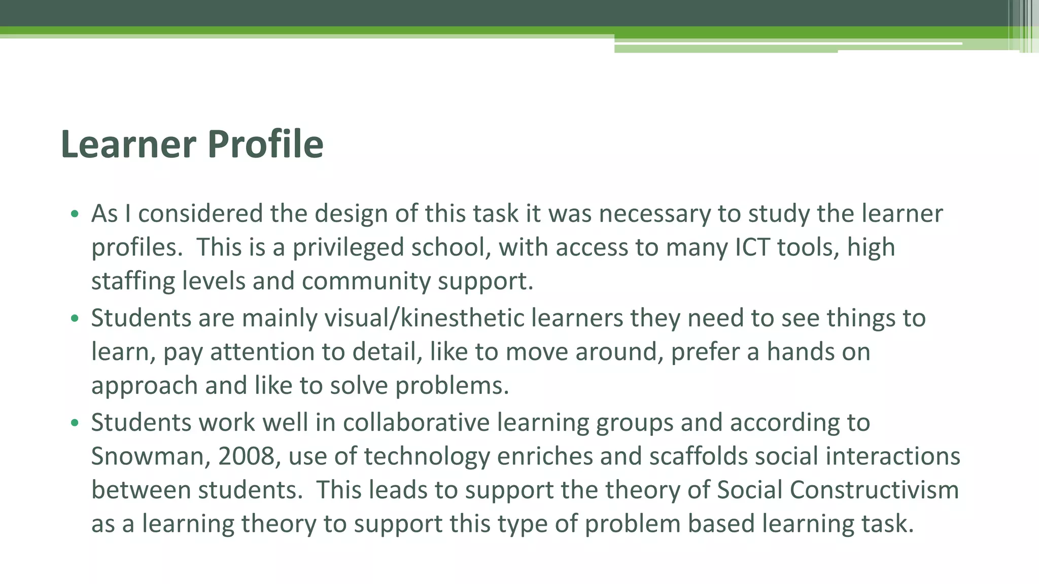 Design Rationale Problem Based Learning Task | PPT