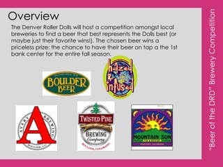 Details &Ways InUse Facebook to Generate Content for DRD BoutsGetting fans involved in generating half time show entertainment is a way to encourage rich interaction online. Most importantly, it connects a promotional tool to reality and will drive the engaged DRD fans to the eventCostume Contest “Dress Like Your Favorite Doll”Prompt fans to dress up like their favorite doll or another form of DRD Spirit  