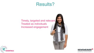 Timely, targeted and relevant
Treated as individuals
Increased engagement
Results?
 