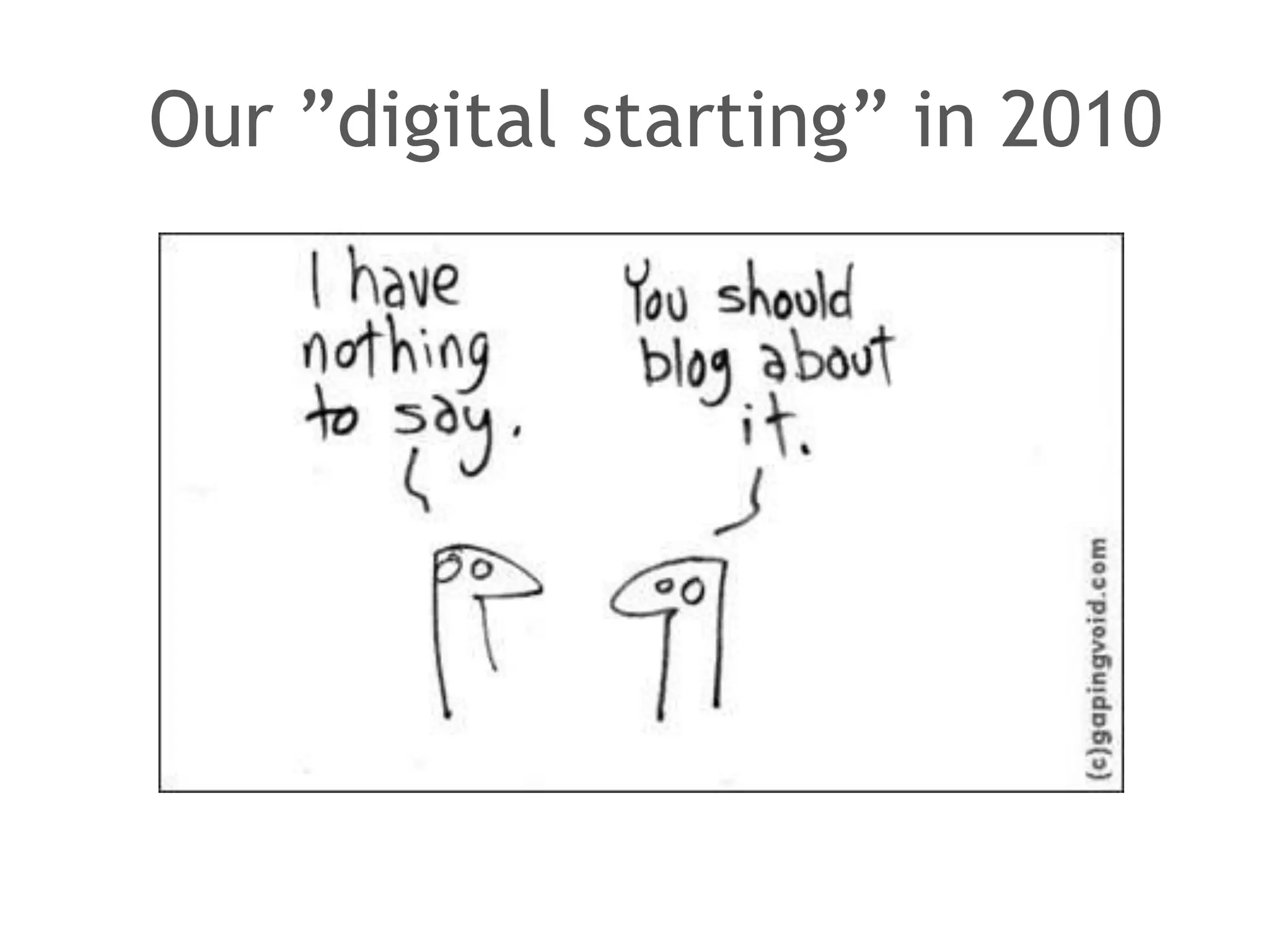 Our ”digital starting” in 2010
 