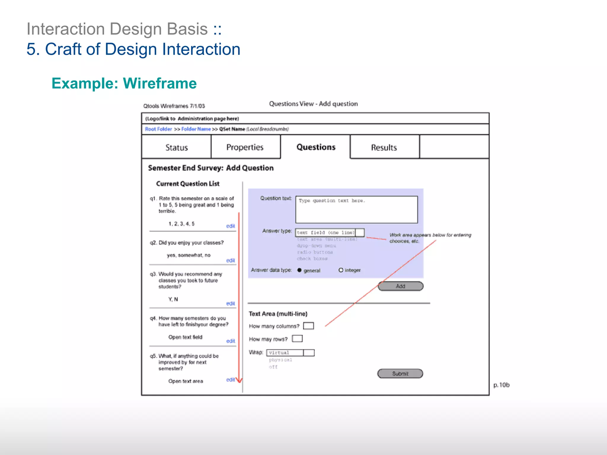 Interaction Design Basis ::
5. Craft of Design Interaction
Example: Wireframe
 