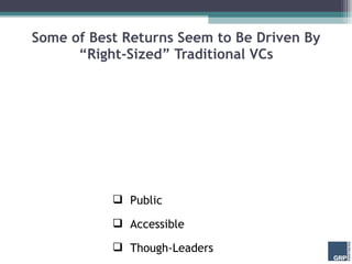 Some of Best Returns Seem to Be Driven By “Right-Sized” Traditional VCs Public Accessible Though-Leaders 