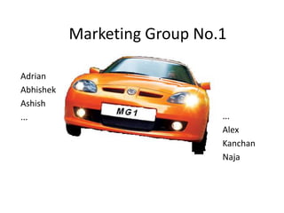 Marketing Group No.1 Adrian  Abhishek Ashish ... ... Alex Kanchan Naja 