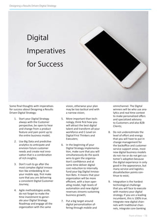 Designing a Results Driven Digital Strategy
Point of View - 16
Some final thoughts with imperatives
for success about Desi...