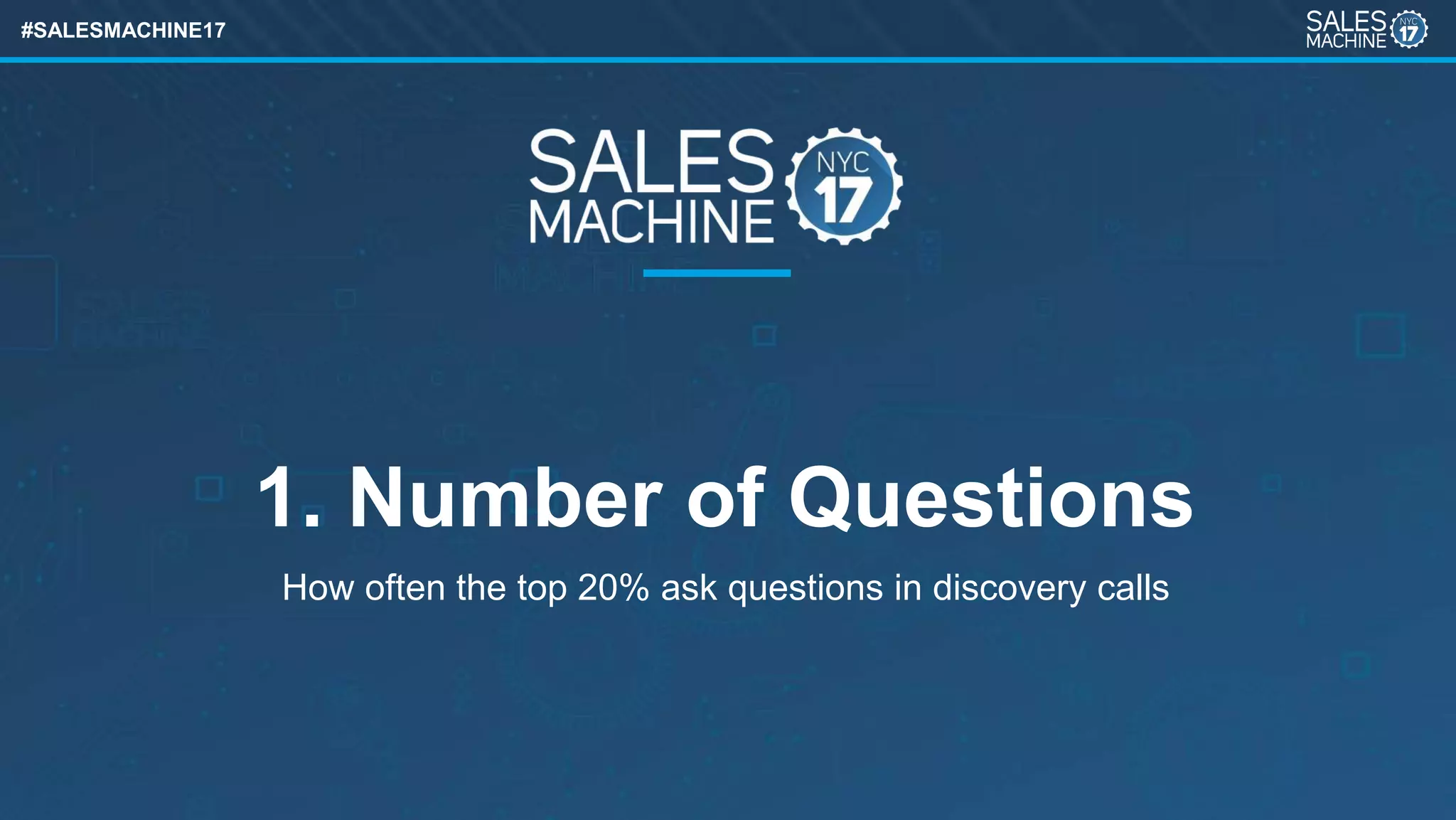 #SALESMACHINE17
1. Number of Questions
How often the top 20% ask questions in discovery calls
 