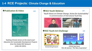 1-4. RCE Projects: Biodiversity & Education
Engaging Communities for Biodiversity Conservation:
Education for Sustainable ...