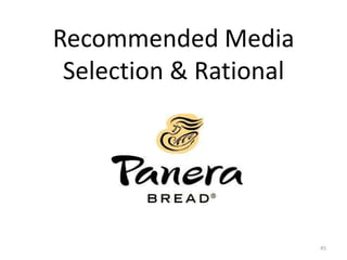 Recommended Media
Selection & Rational
45
 