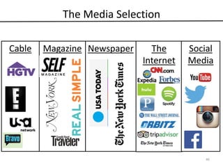 The Media Selection
Cable Magazine Newspaper The
Internet
Social
Media
46
 