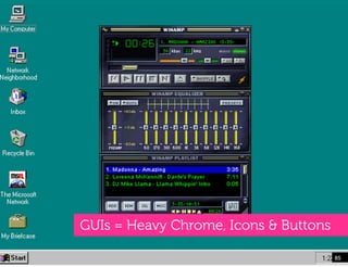 GUIs = Heavy Chrome, Icons & Buttons

                                       85!
 
