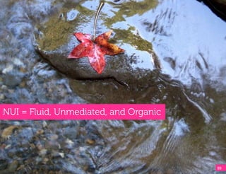 NUI = Fluid, Unmediated, and Organic




                                       89!
 